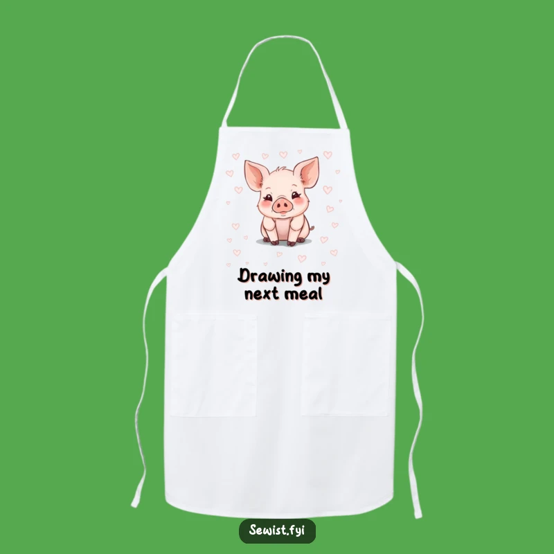 Funny Piglet Chef Apron: Creative Chalk Art Farmer's Kitchen Fun Gift