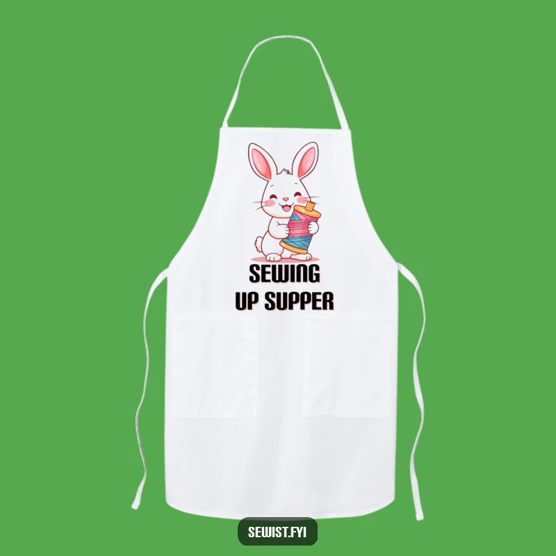 Funny Rabbit Apron: Cheerful Stitcher, Kitchen & Crafting Fun Gift!