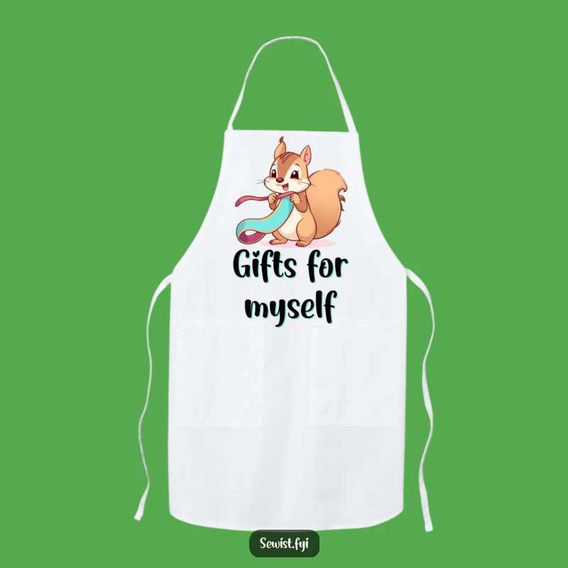 Funny Squirrel Chef's Ribbon Apron: Hilarious Playful Gear, Gift Idea