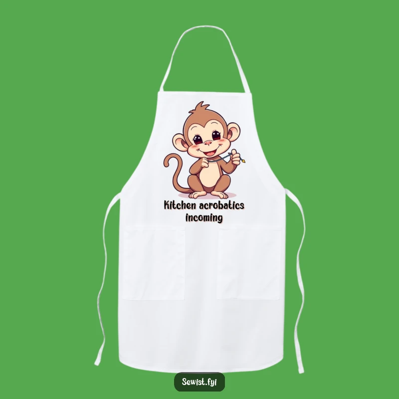 Funny Monkey Stitch Apron: Playful Primate's Sewing Style, Kitchen Gift