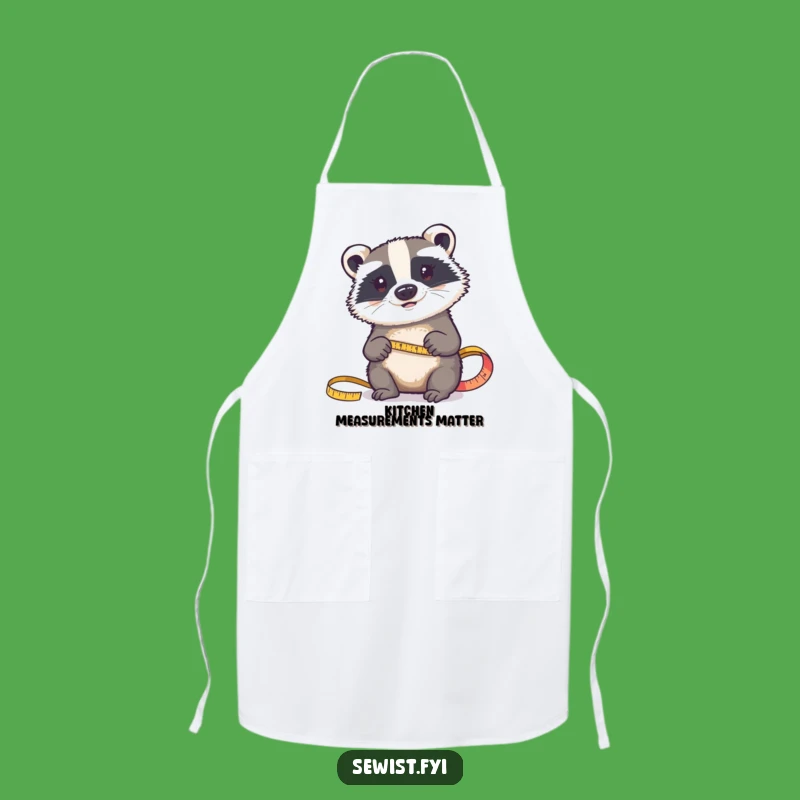 Funny Badger Fabric Apron: Determined Critter's Measuring Style, Kitchen Gift