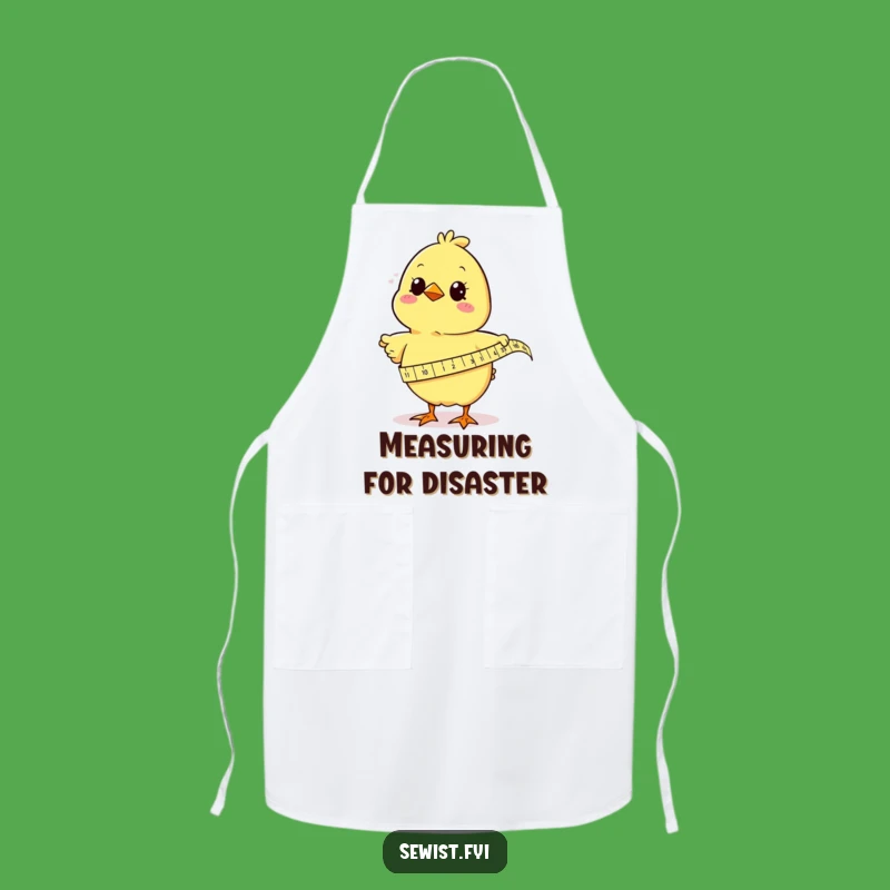 Funny Chick Measuring Fabric Apron: Keep Clean with Hilarious Sewing Style