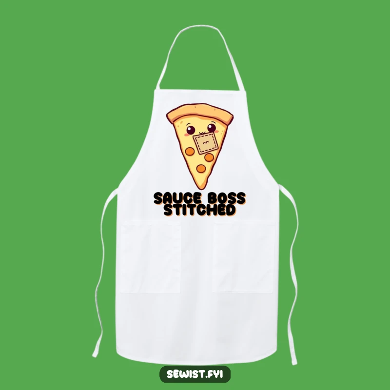 Funny Apron: Proud Pizza Slice Stitched Patch, Hilarious Kitchen or Craft Wear