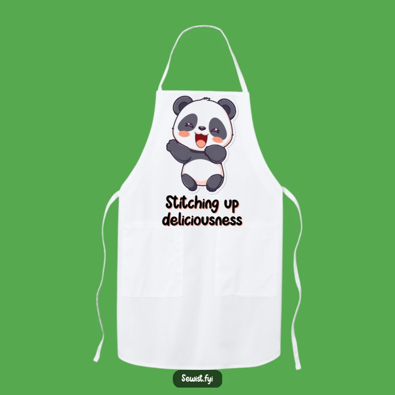Funny Panda Seamstress Apron: A Giggling Panda Cutting Fabric With Joy