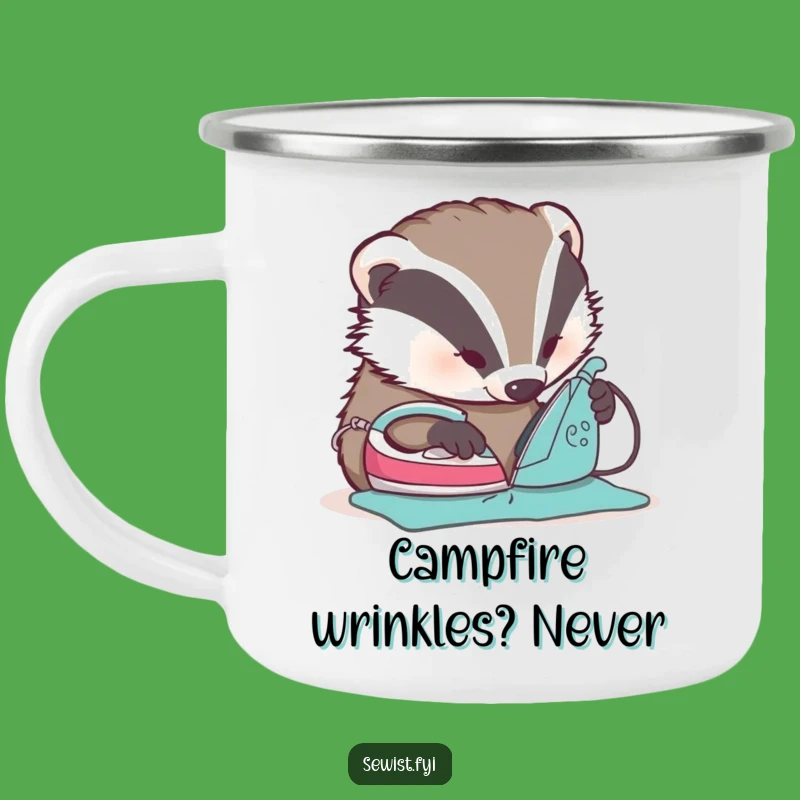 Funny Badger Ironing Camping Mug - Adventure Ready with Humorous Style