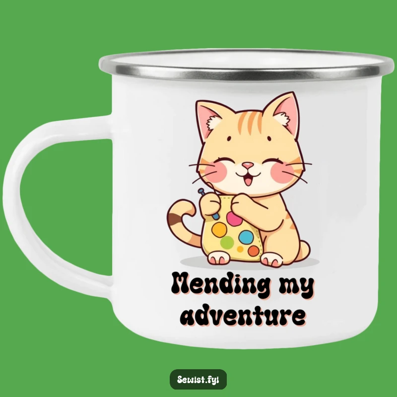 Funny Cat Enamel Mug: Rugged & Hilarious Crafter Camp Gift