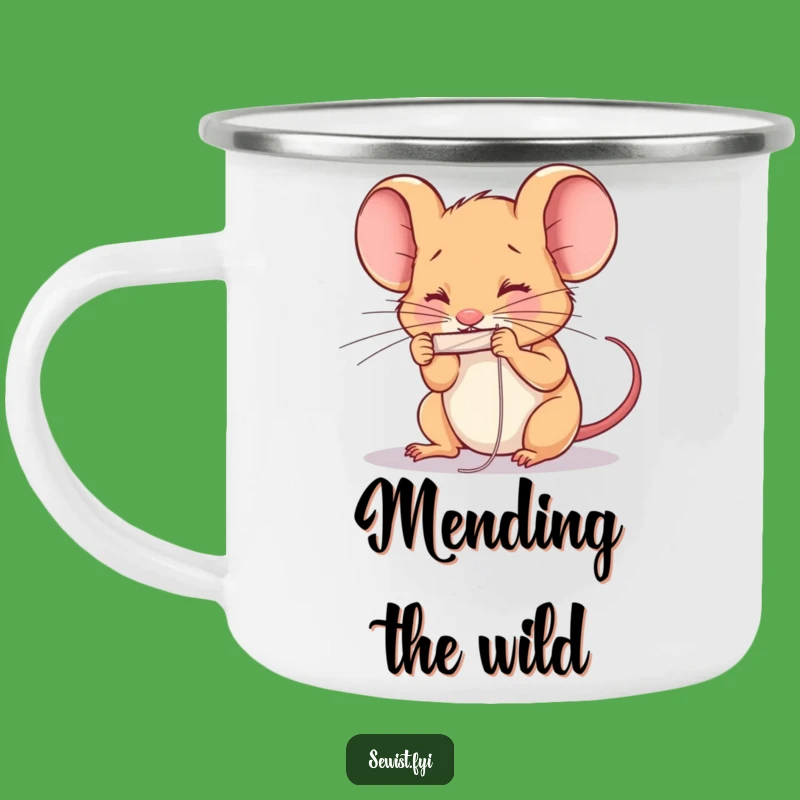 Funny Determined Mouse Sewing Camping Mug: Hilarious Drinkware for Trailside Precision