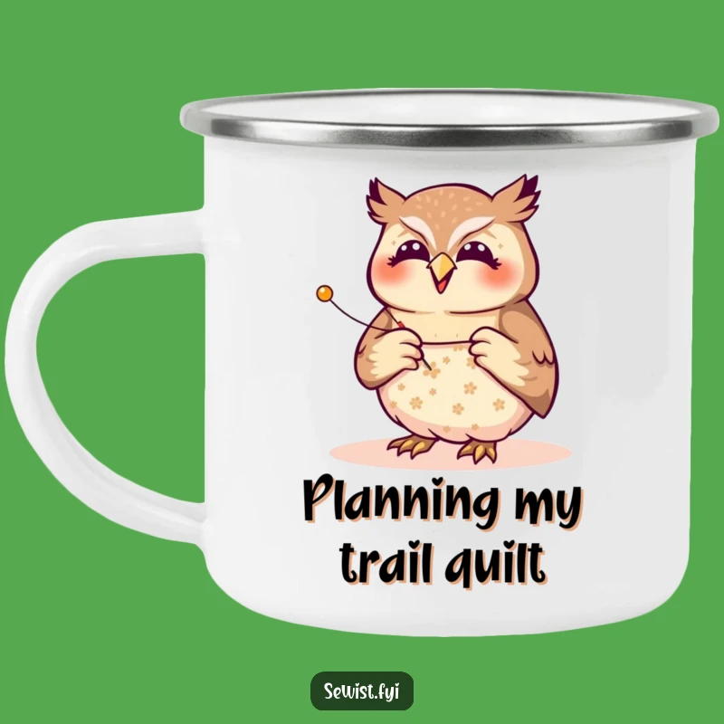 Funny Owl Seamstress Camping Mug: Focused Sips Outdoors