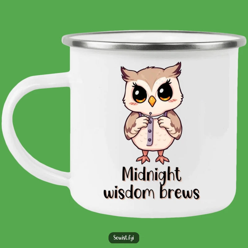 Funny Owl Sewing Camping Mug: Wise Critter's Outdoor Design, Gift