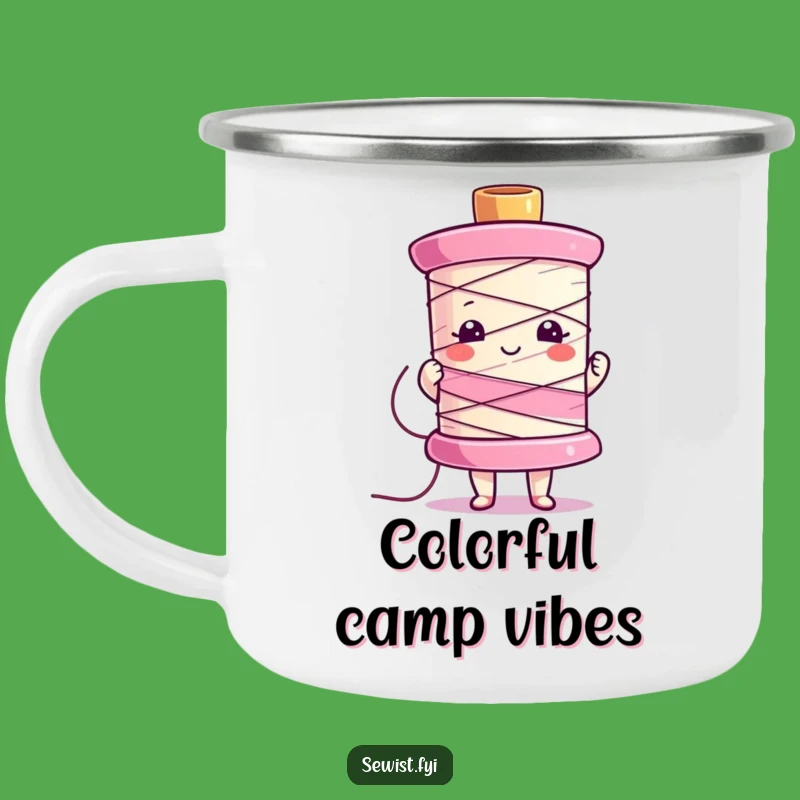 Funny Sewing Spool Camping Mug - Vibrant Outdoor Craft Companion