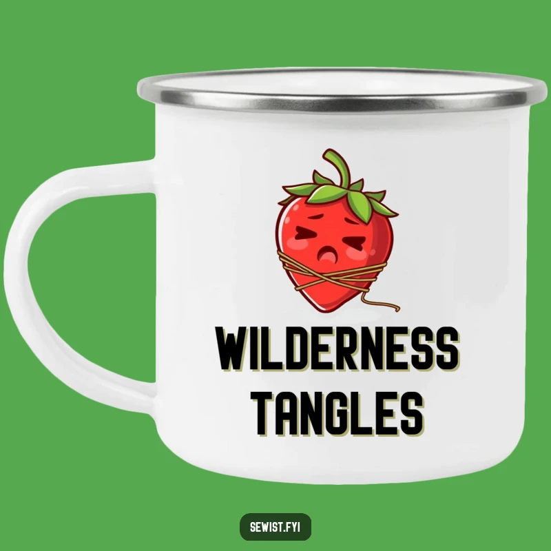 Funny Startled Strawberry Camping Mug: Enjoy Fruity Humor Outdoors!
