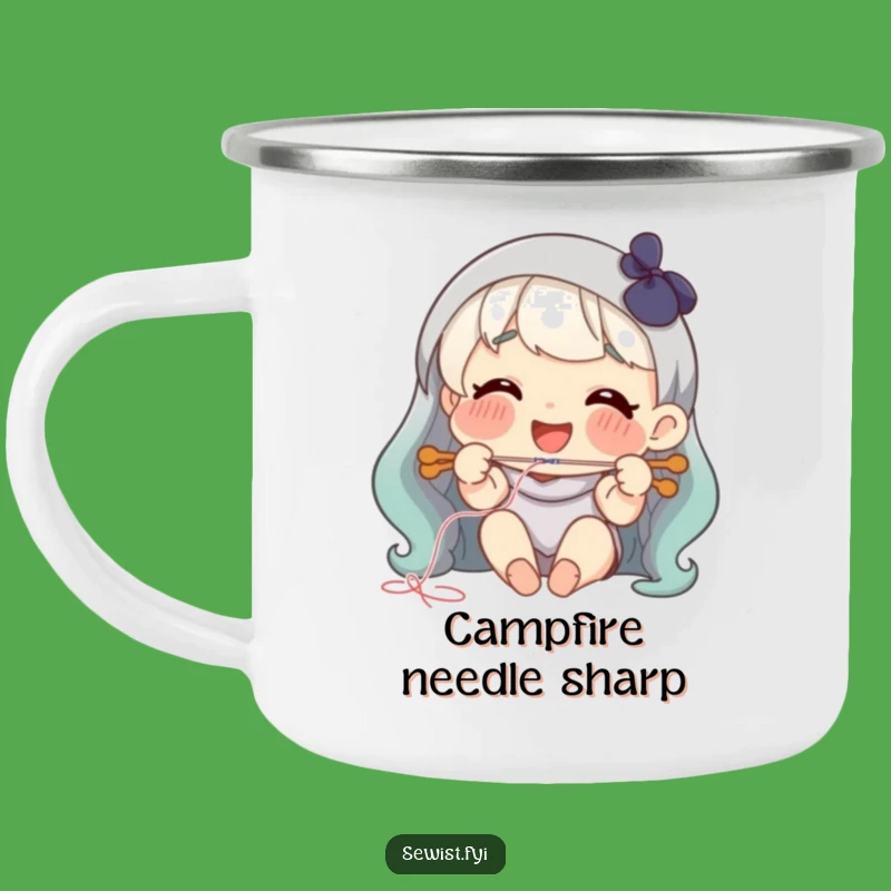 Funny Threading Camping Mug: Joyful Crafter's Outdoor Companion, Perfect Gift!