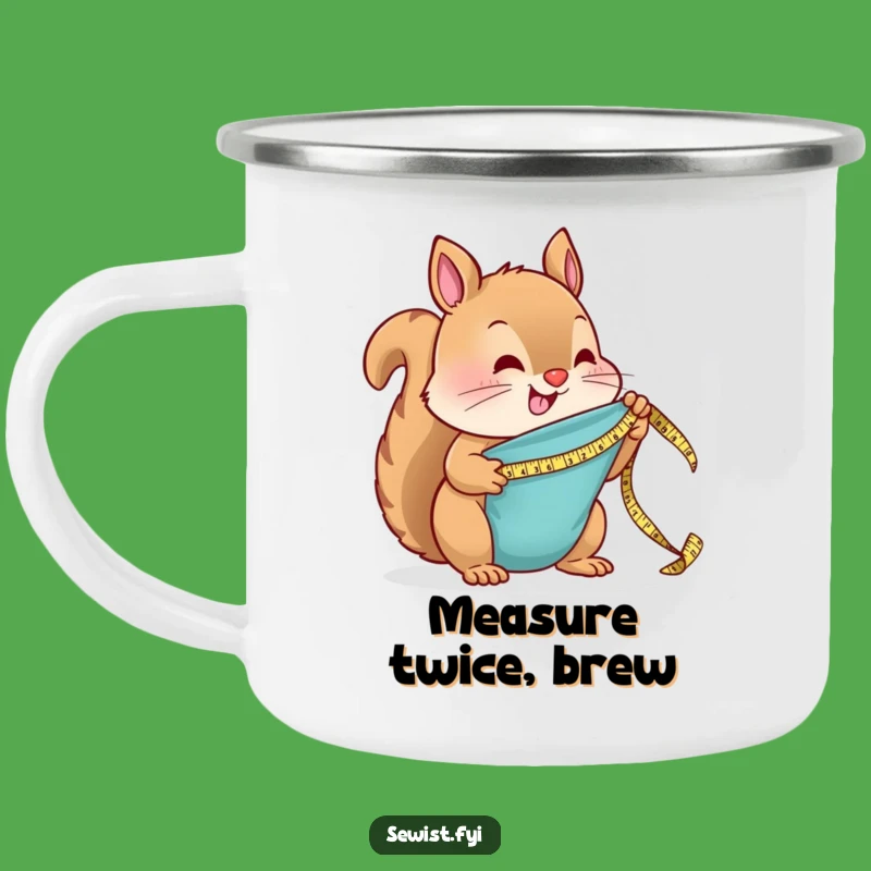 Funny Squirrel Outdoor Mug: Adorable Fabric Measuring Squirrel - Great Funny Gift!
