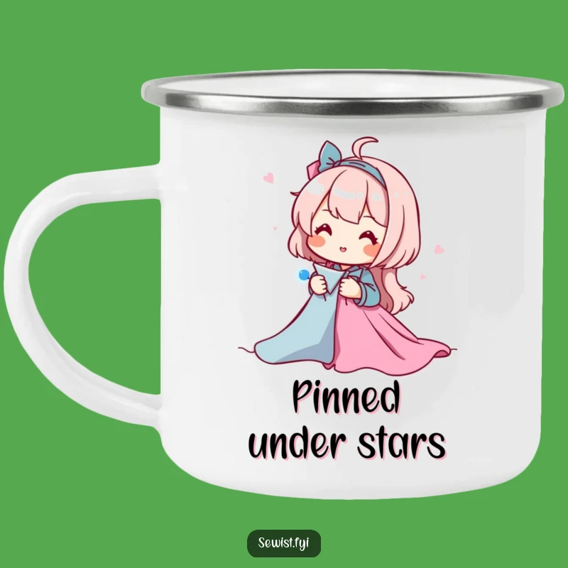 Funny Sewing Camping Mug: Enjoy Coffee With Happy Pinning, Rustic Funny Gift