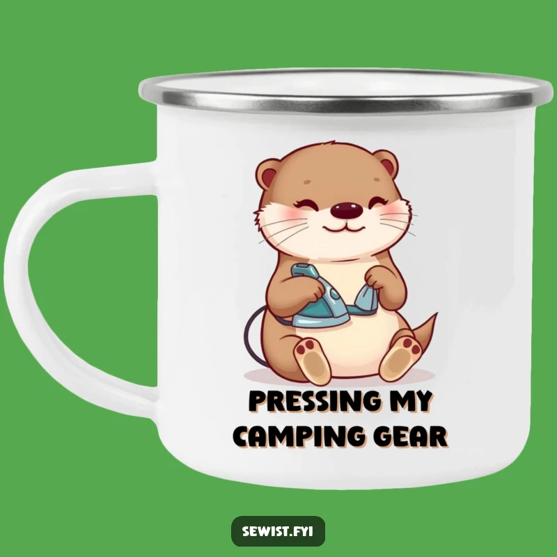 Funny Otter Ironing Camping Mug: Happy Sips Outdoors