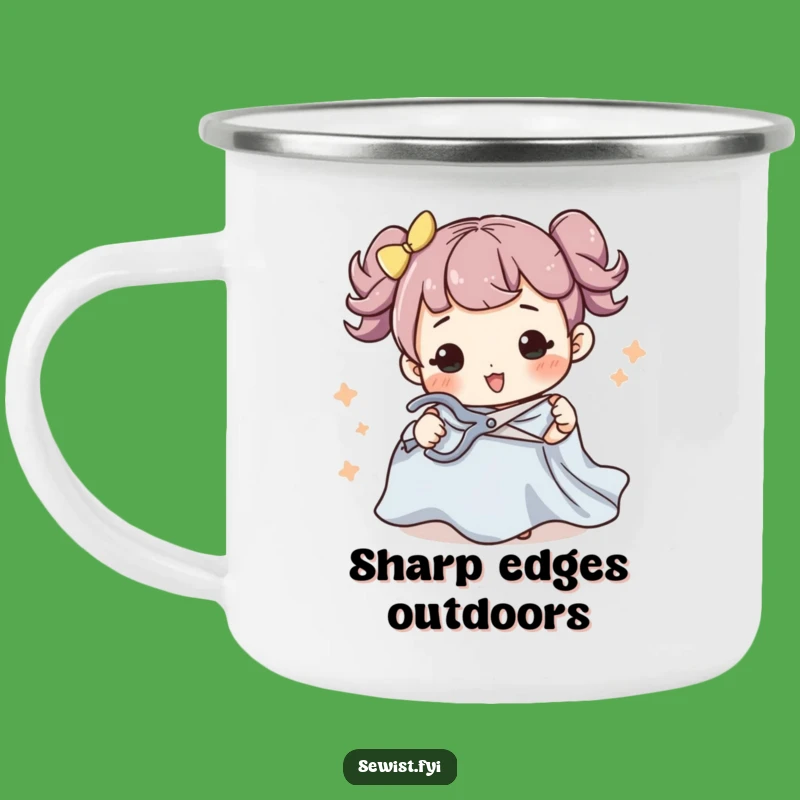 Funny Sewing Camping Mug: Sip Coffee While Cutting Fabric, Rustic Funny Gift