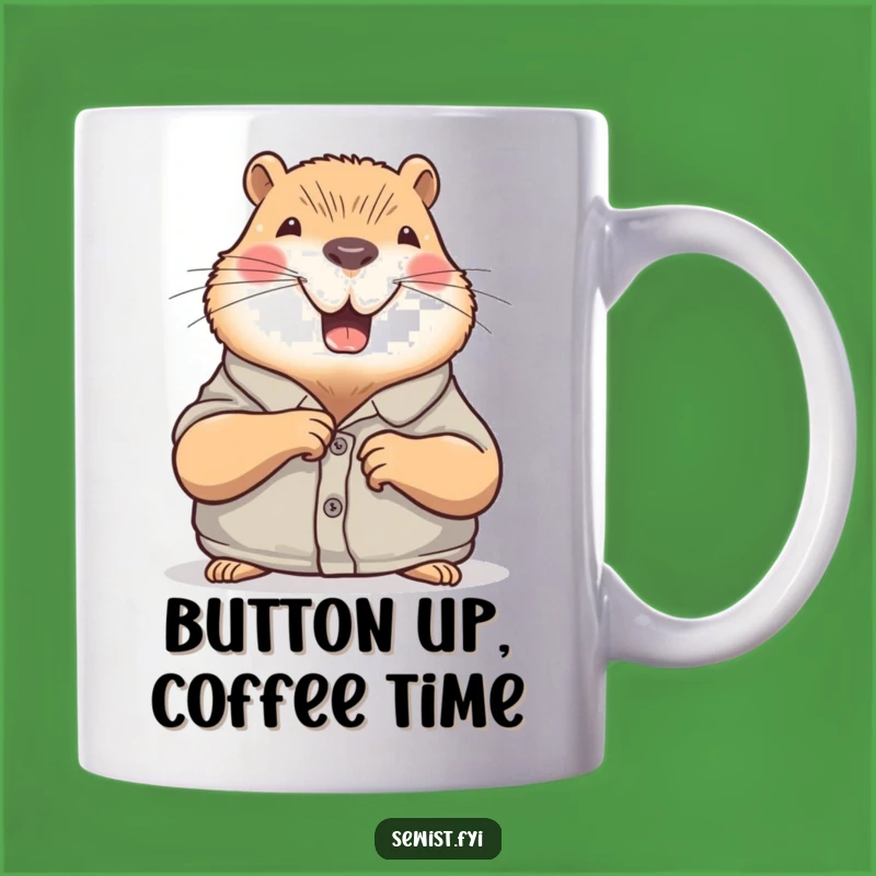 Funny Capybara Mug: Joyful Button Sewing, A Delightful Gift for Friends
