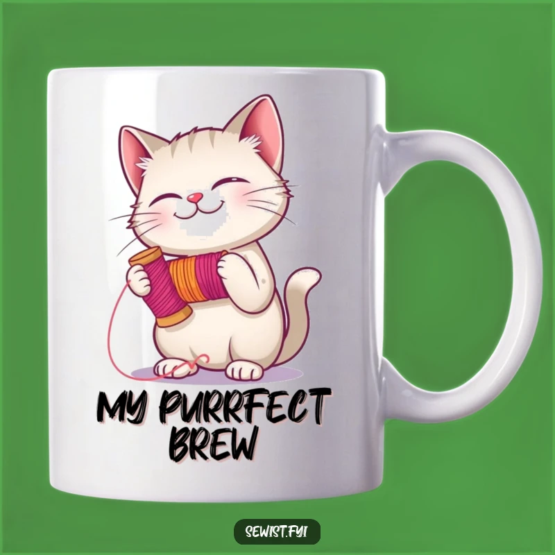 Funny Cat Stitching Mug: Hilarious Sewing Gift for Feline Craft Enthusiasts