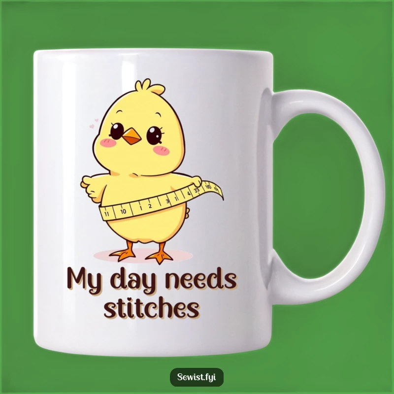 Funny Chick Measuring Fabric Mug: A Hilarious Sewing Gift for Craft Lovers