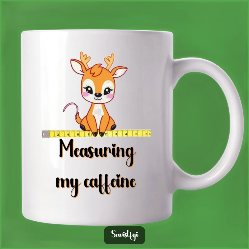 Funny Giggling Deer Measuring Tape Mug, Craft Humor, Perfect Funny Gift for Crafters