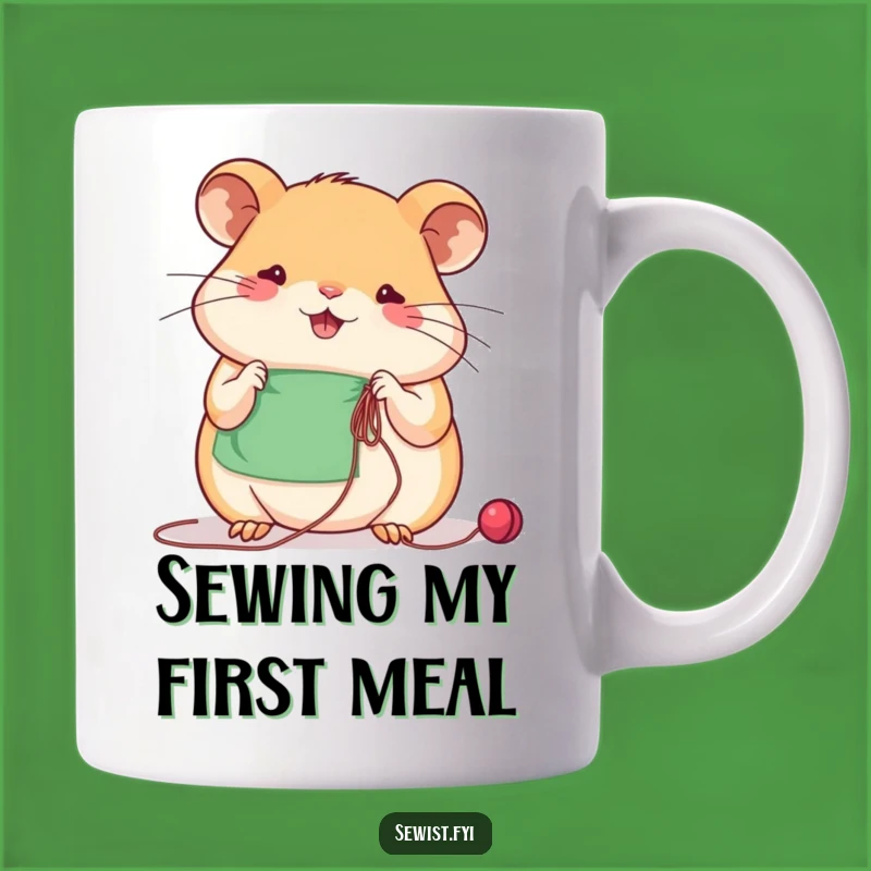 Funny Hamster Sewing Mug: Focused Critter's Crafting Humor, Perfect Gift