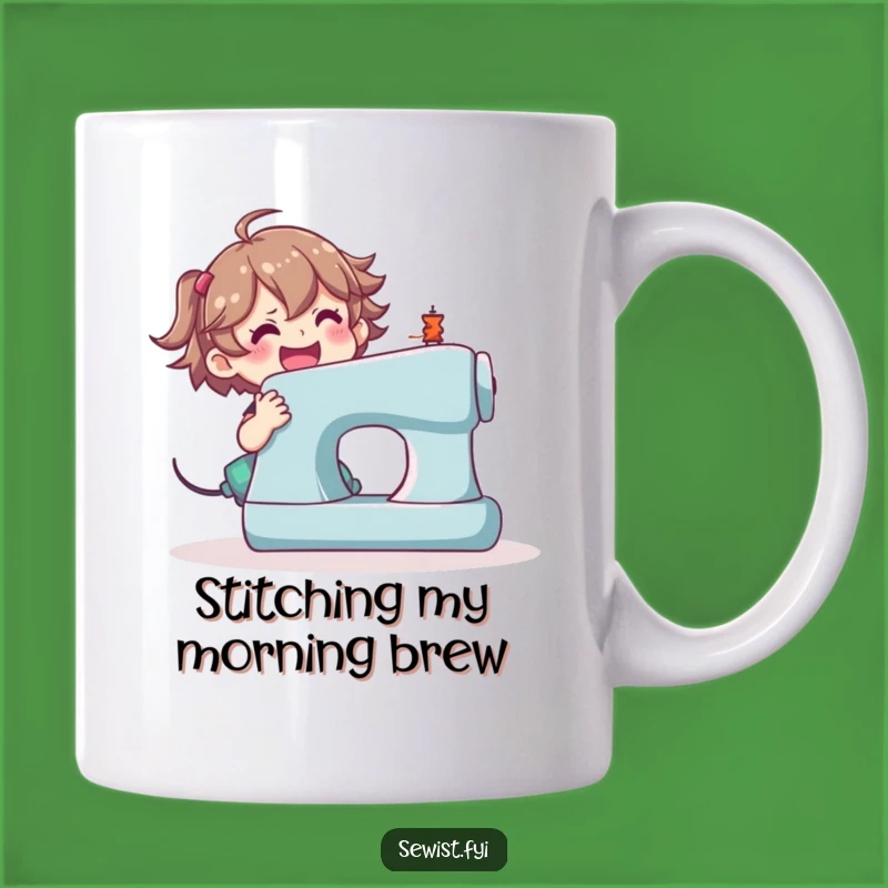 Funny Sewing Machine Mug: Enthusiastic Crafter Gift, Hilarious & Happy!