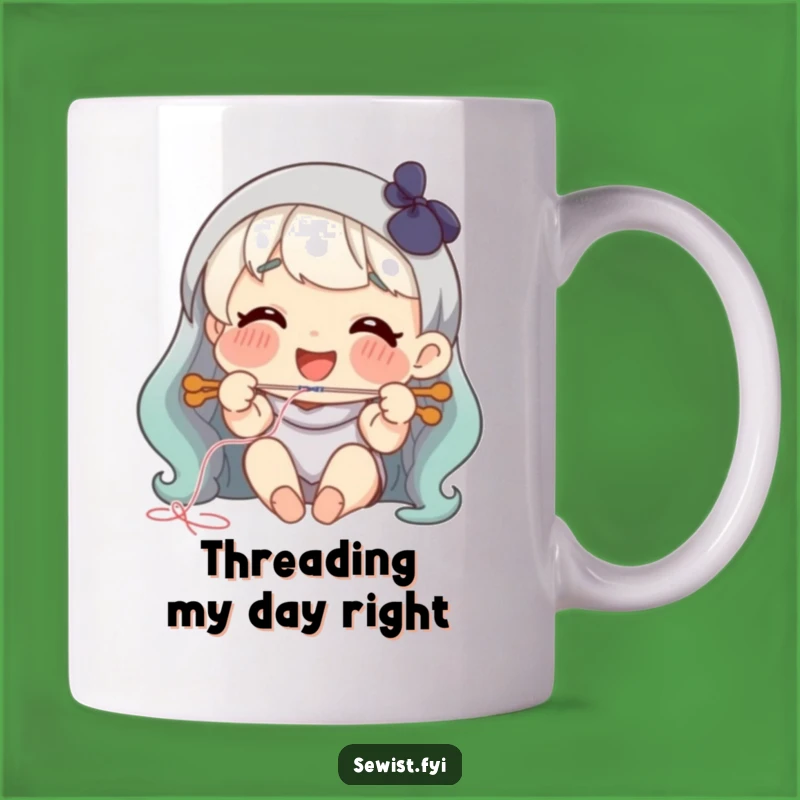 Funny Threading Needle Mug: Joyful Crafter Gift, Happy & Precise!