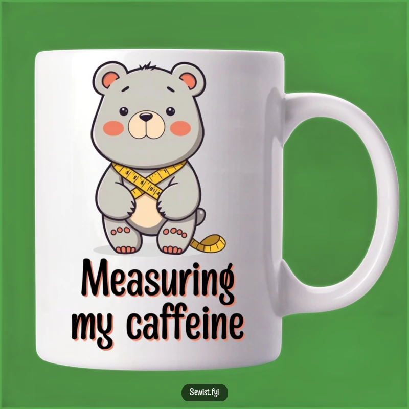 Funny Determined Bear Sewing Mug: Hilarious Crafter Gift for DIY Enthusiasts