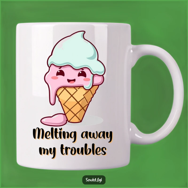 Funny Sewing Gift Mug: Melting Ice Cream Cone Sewing Fail, Perfect for Crafters