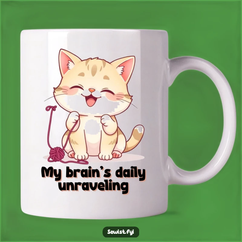 Funny Cat Yarn Giggle Mug: A Mischievous Feline Friend Perfect Funny Gift