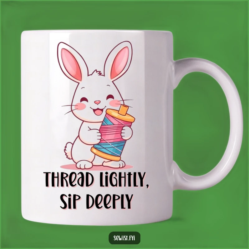 Funny Rabbit Sewing Mug: Cheerful Crafter Rabbit, Perfect Gift for Stitchers!