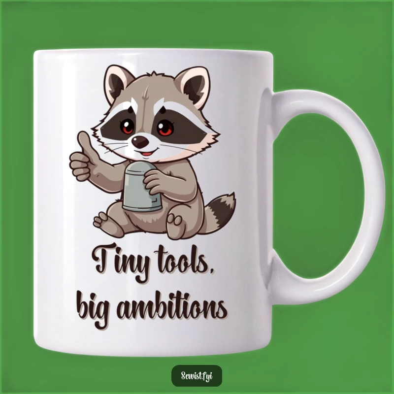 Funny Raccoon Thimble Thumb-Up Mug: The Perfect Humorous Gift!