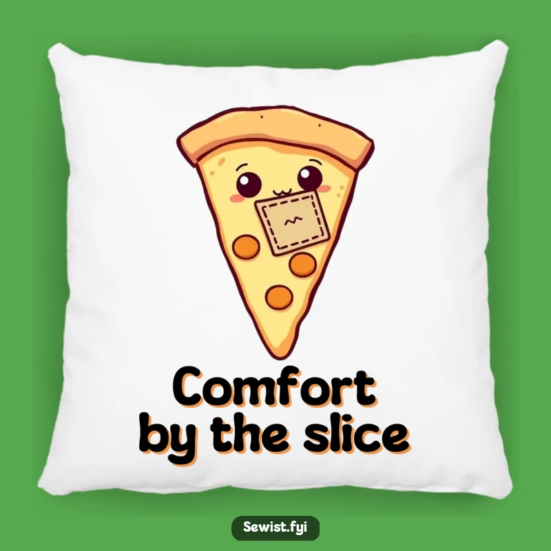Funny Pillow: Proud Pizza Slice Patch Cushion, Cozy Foodie Comfort