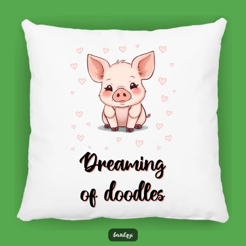Funny Piglet Comfort Pillow: Soft Chalk Art Farm Animal Accent Gift