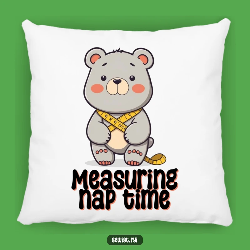 Funny Determined Bear Sewing Pillow: Cozy and Humorous Accent for Sewers