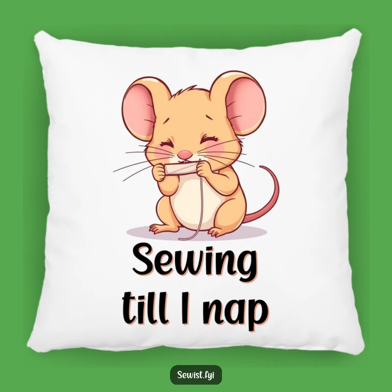 Funny Determined Mouse Sewing Pillow: Cozy and Humorous Accent for Sewers