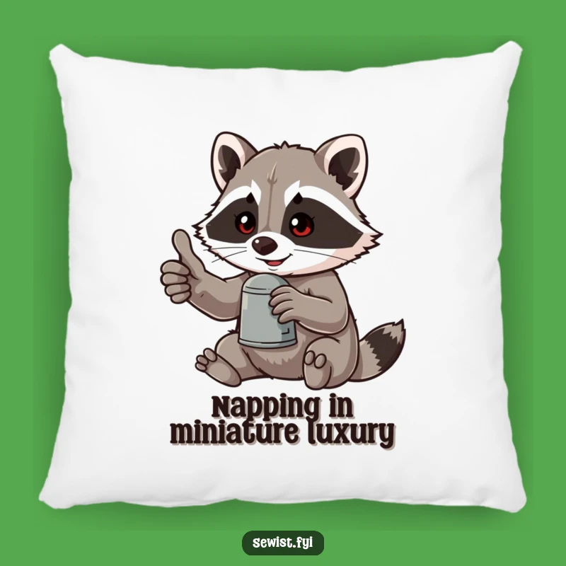 Funny Raccoon Thimble Pillow: Cozy Comfort & Hilarious Gift!