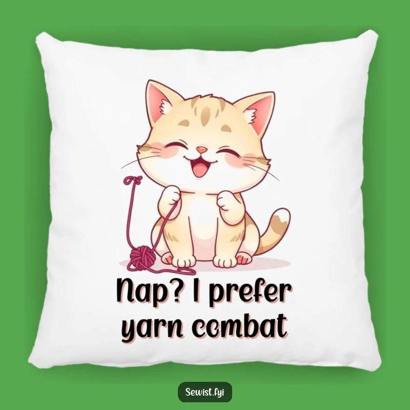 Funny Cat Yarn Pillow: Soft & Mischievous Giggling Kitty Accent Pillow, Gift