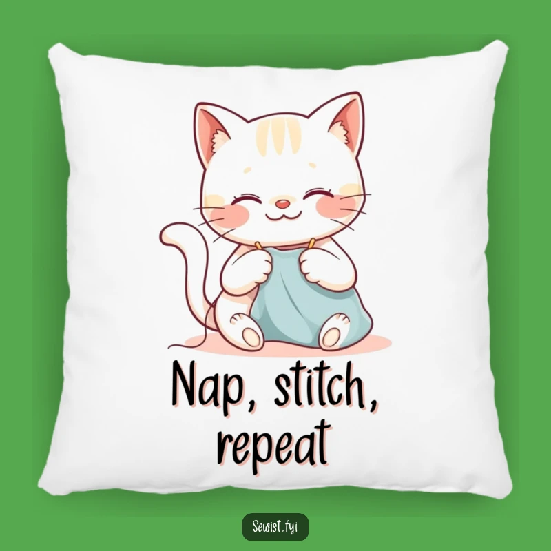 Funny Cat Sewing Pillow: Cozy Comfort, Happy Kitty Stitching Decor, Perfect Gift