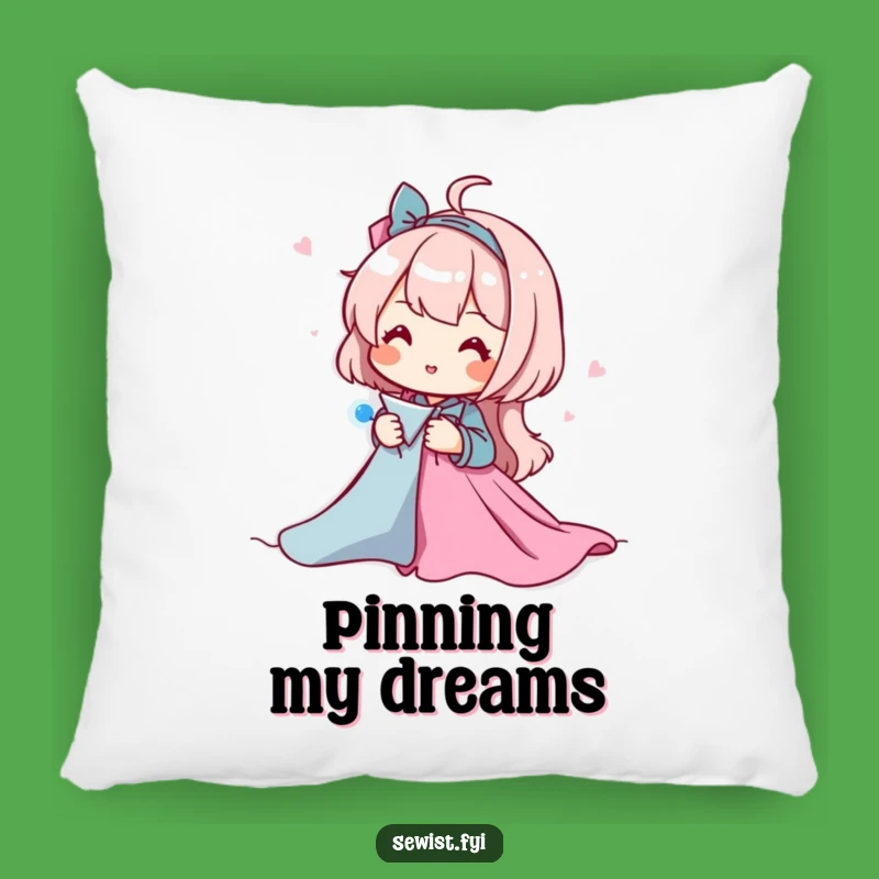 Funny Sewing Pillow: Cozy Accent With Happy Pinning Scene, Fun Funny Gift