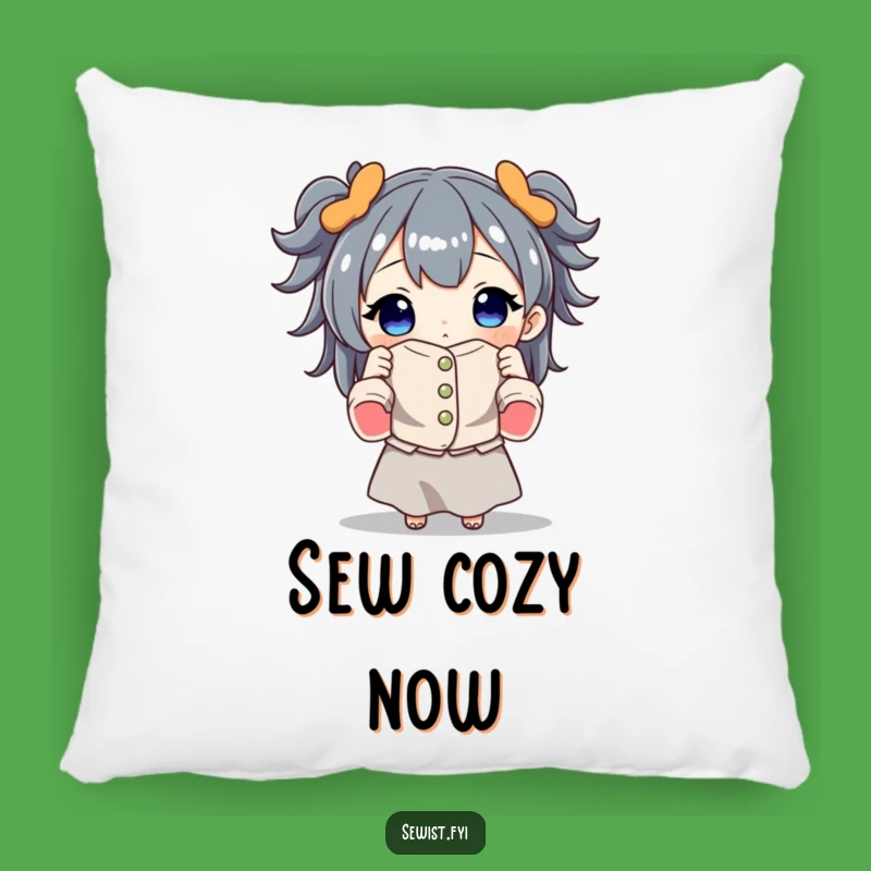 Funny Sewing Pillow: Cozy Accent With Proud Character Holding Garment, Home Decor Gift