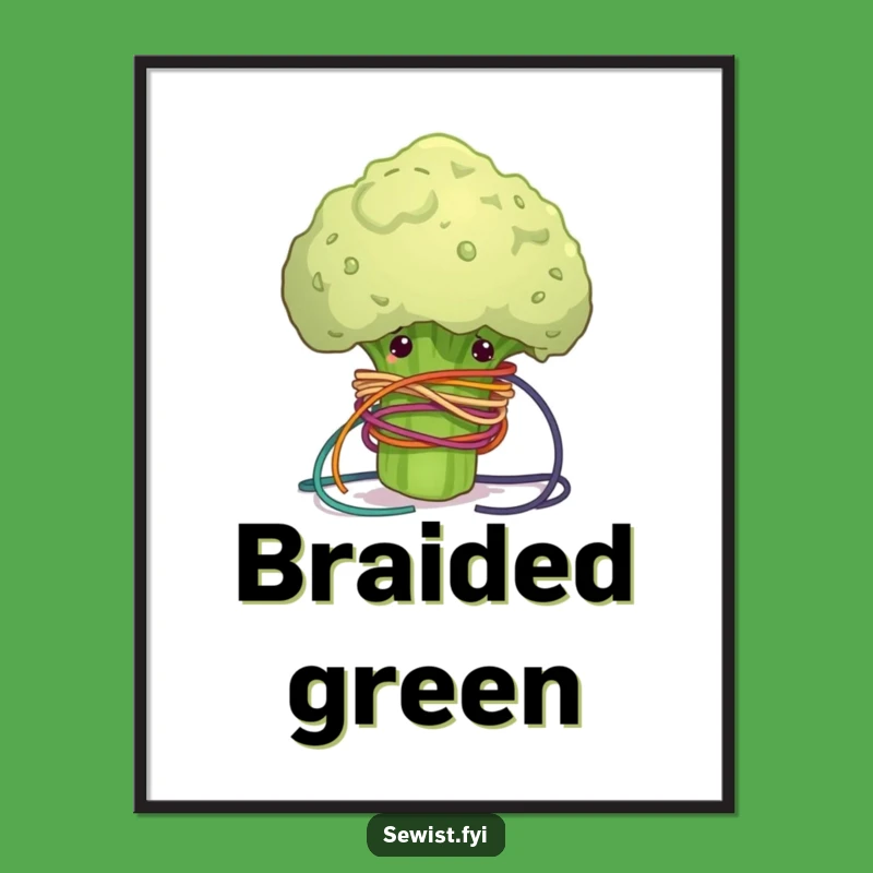 Funny Digital Art Print: Clumsy Broccoli Thread, Instant Whimsical Decor