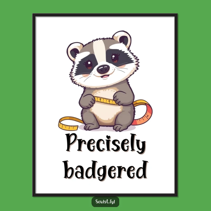 Funny Badger Fabric Digital Art: Determined Critter's Precision Craft, Instant Gift