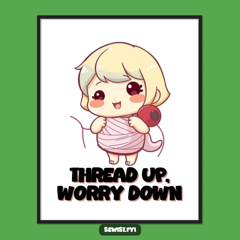 Funny Bobbin Winding Digital Print - Cheerful Sewing Room Wall Art