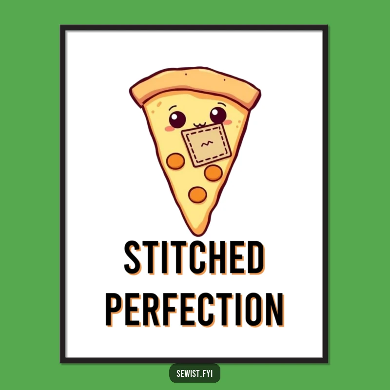 Funny Digital Art Print: Proud Pizza Slice Patch, Instant Foodie Decor