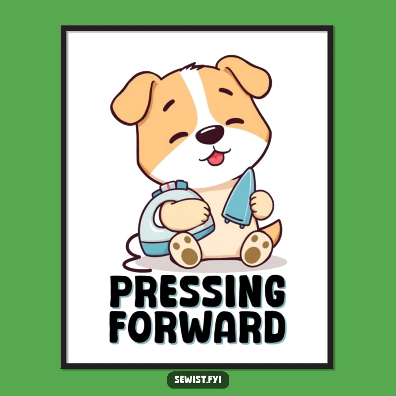 Funny Dog Ironing Seam Digital Art, Domestic Humor Download, Instant Funny Gift