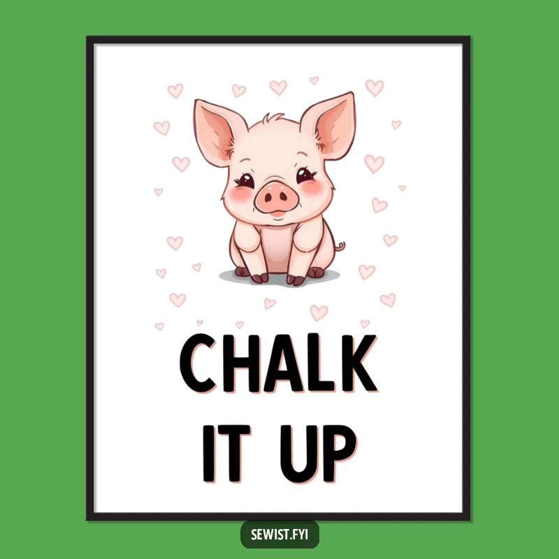 Funny Piglet Chalk Art Digital Print: Whimsical Farm Animal Wall Decor Gift