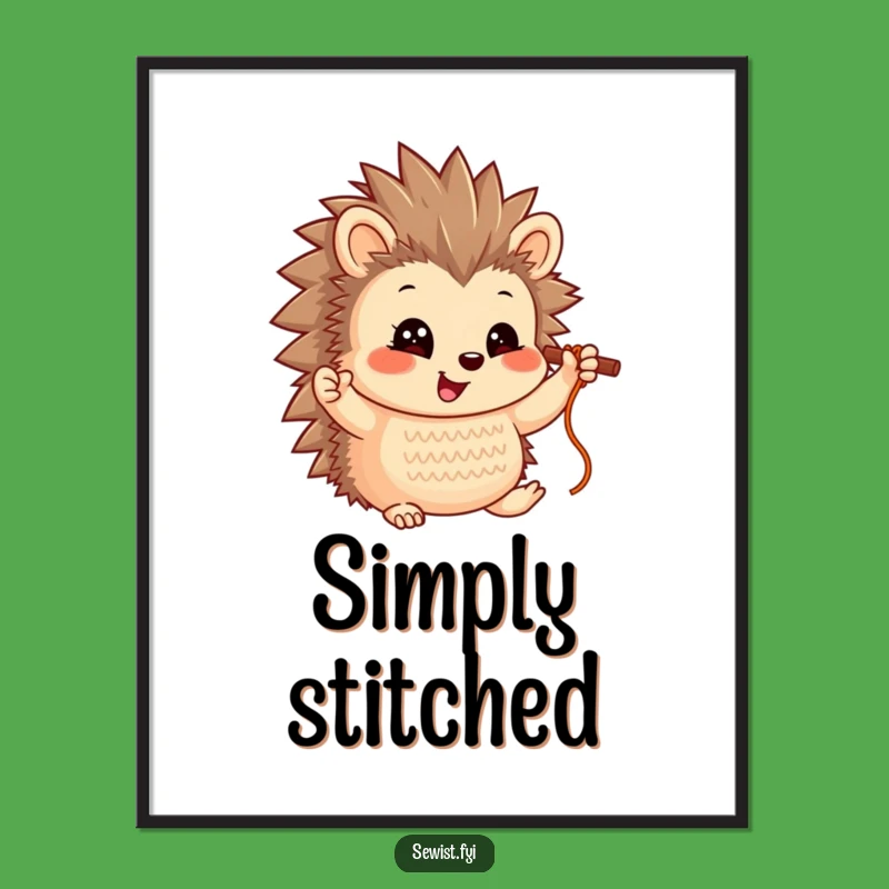 Funny Hedgehog Stitch Art Print - Hilarious Decor for Crafters!
