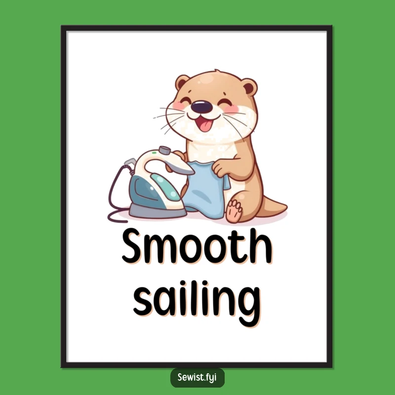 Funny Otter Ironing Digital Print: Whimsical Clean Clothes Wall Decor Gift