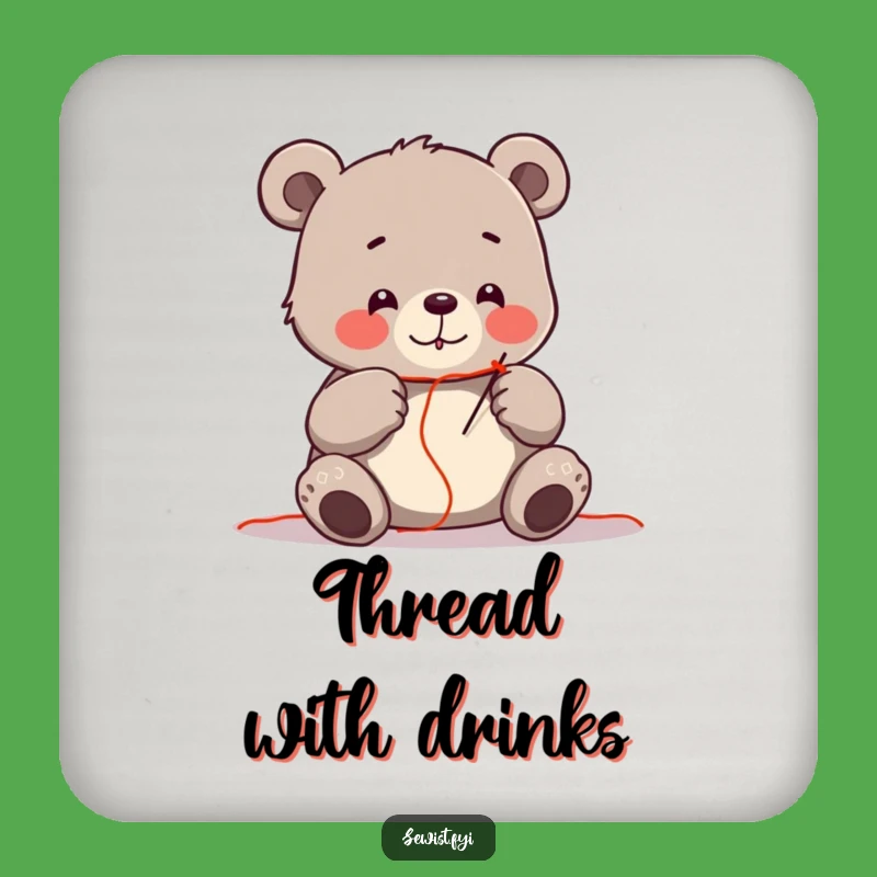 Funny Bear Sewing Coaster: Protect Surfaces with Crafty Humor